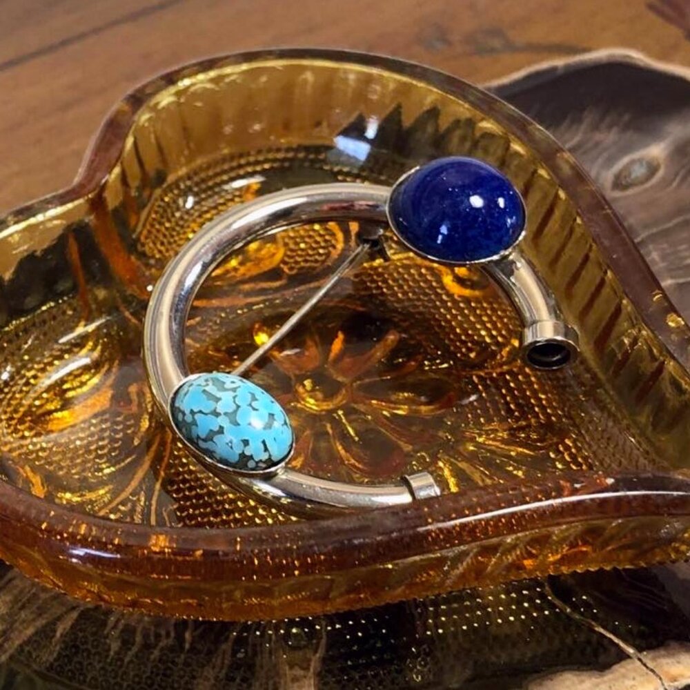 Turquoise & Lapis Lazuli brooch